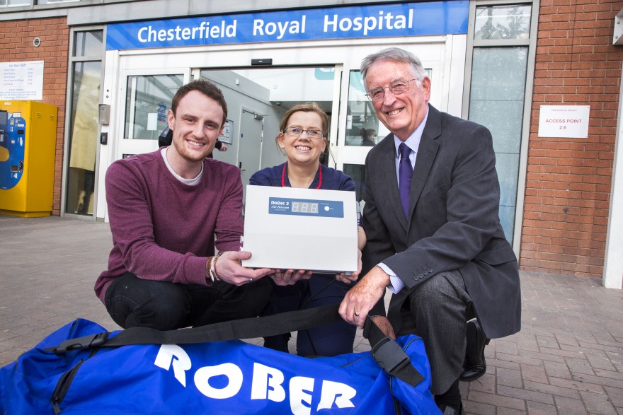 Rober Mattress presentation to Chesterfield Royal Hospital, pictured with Victoria Warner (Tissue Viability Specialist Nurse) are Rober's Director Graham Ball and Engineer Ben Smith